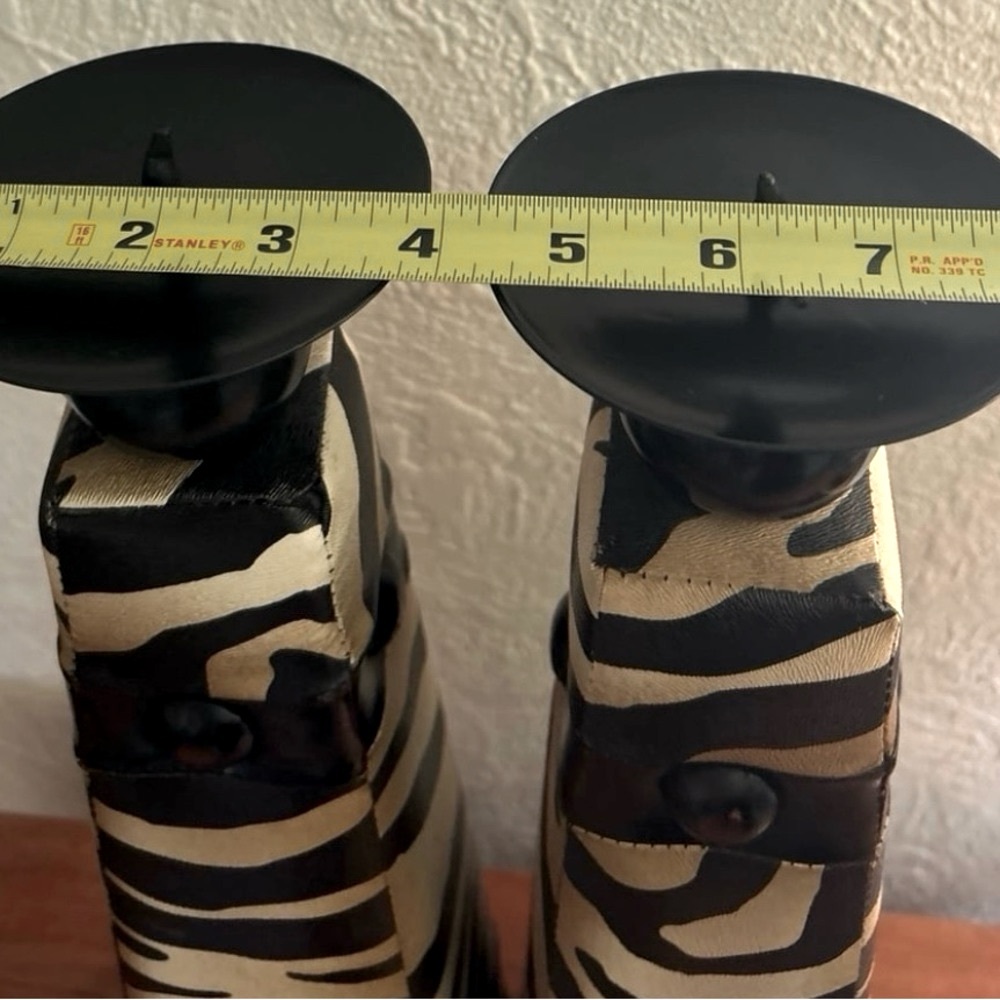 Pair of Zebra Pillar Candle Stands - Picture 8 of 11